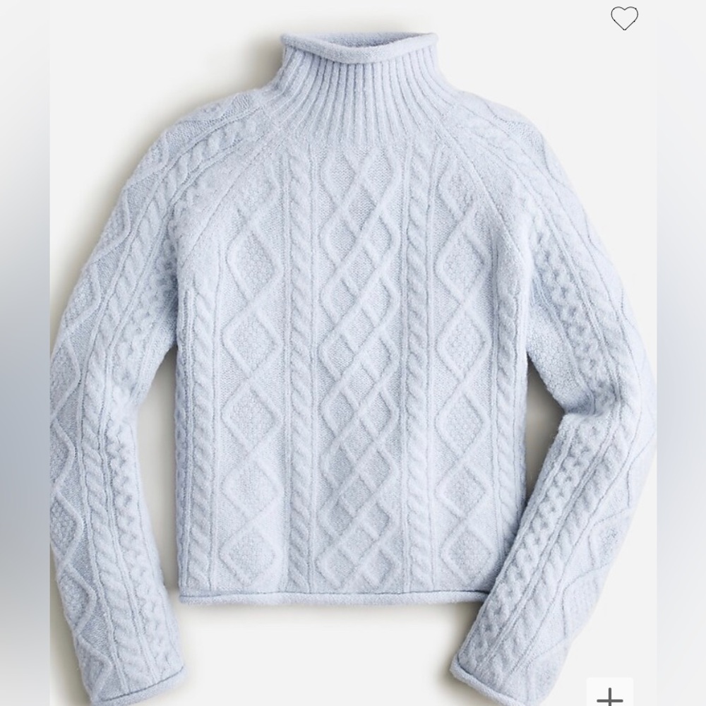 J.Crew Cable-knit Rollneck Sweater Shale Blue Size S